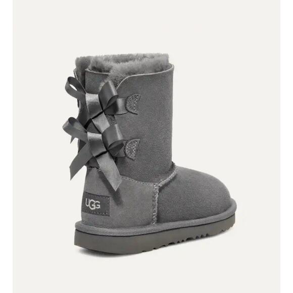 Ugg Bailey Bow II Little Girls Boots Gray Sheepskin Size 1 Style 1017394K - Picture 1 of 6